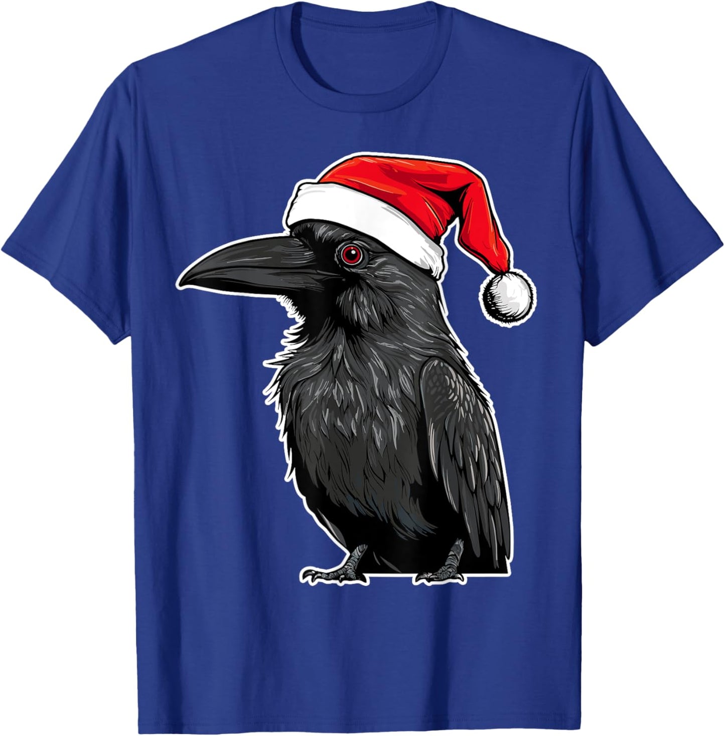 Crow Wearing Santa Hat Xmas Crow Birds Lover Christmas T-Shirt - T-Shirt | Royal