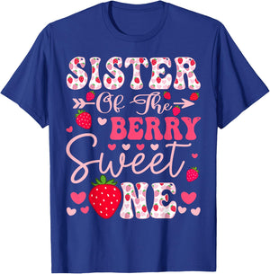 Sister Of The Berry Sweet One Strawberry 1St Birthday T-Shirt - T-Shirt | Royal
