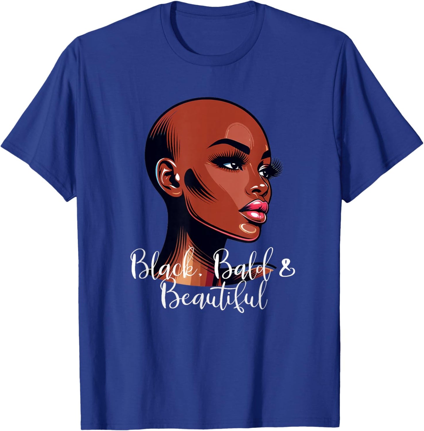 Black Bald Beautiful African American Woman T-Shirt - T-Shirt | Royal