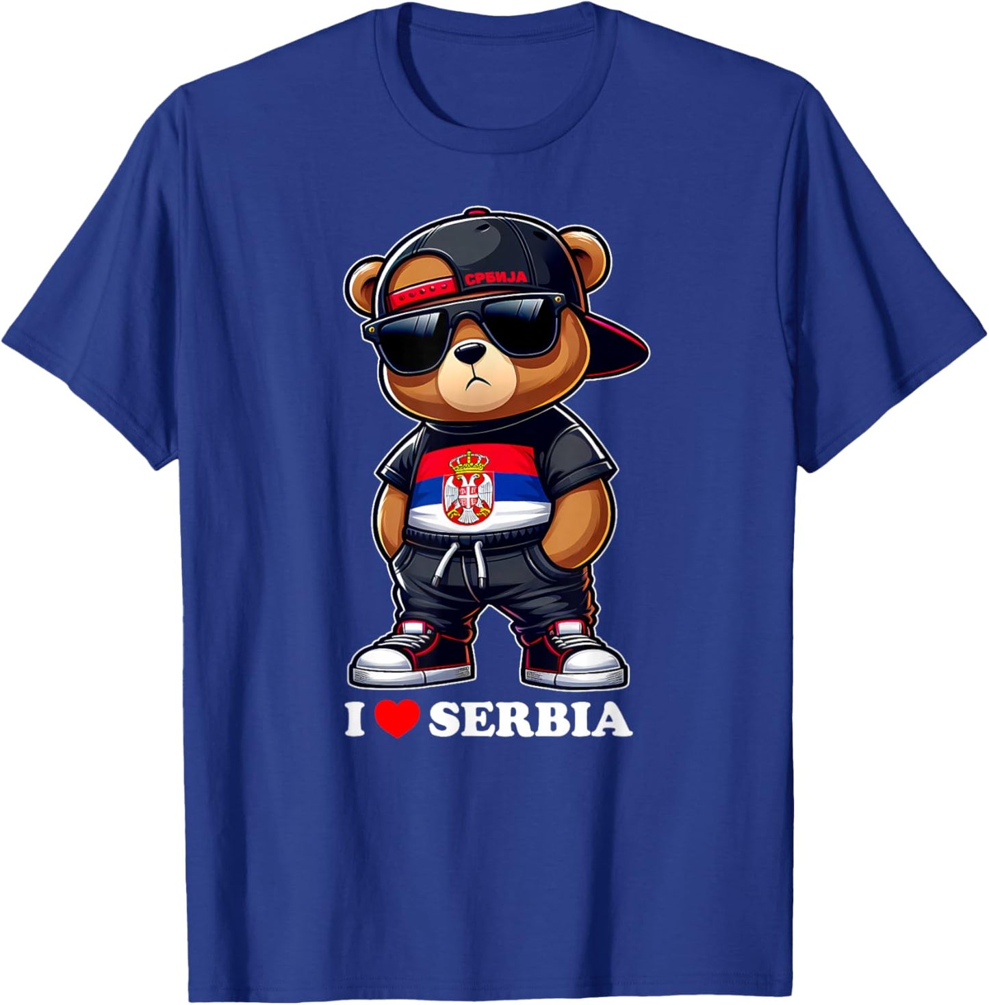 I LOVE SERBIA Flag Serbian Teddy Bear Yugoslavia Gift Srbija T-Shirt - T-Shirt | Royal