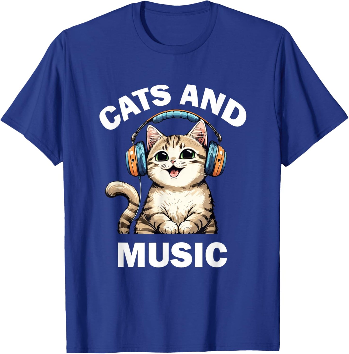 Cats and Music Funny Cat Lovers Music Lovers T-Shirt - T-Shirt | Royal