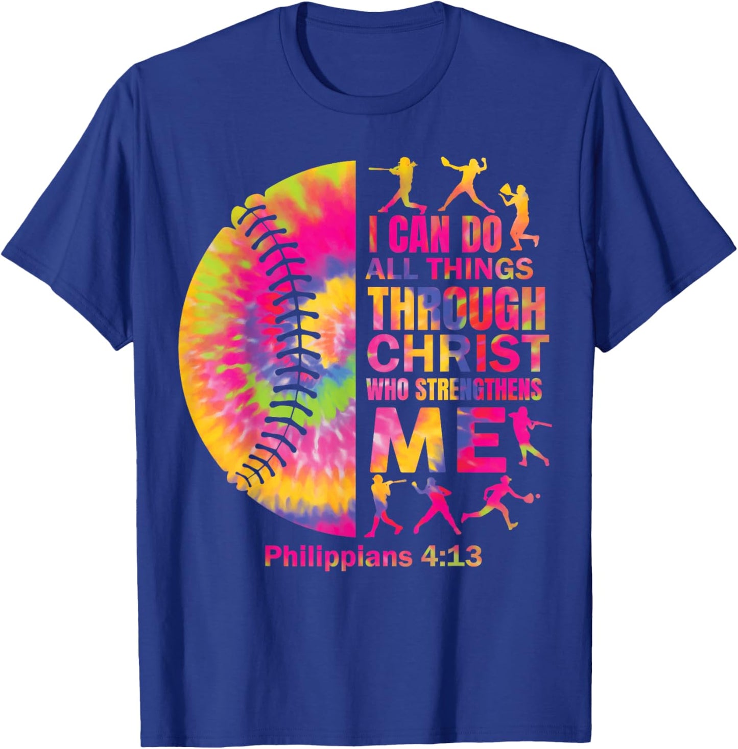 Softball-Shirt Women Girls Teen Christian Christ Tie Dye T-Shirt - T-Shirt | Royal