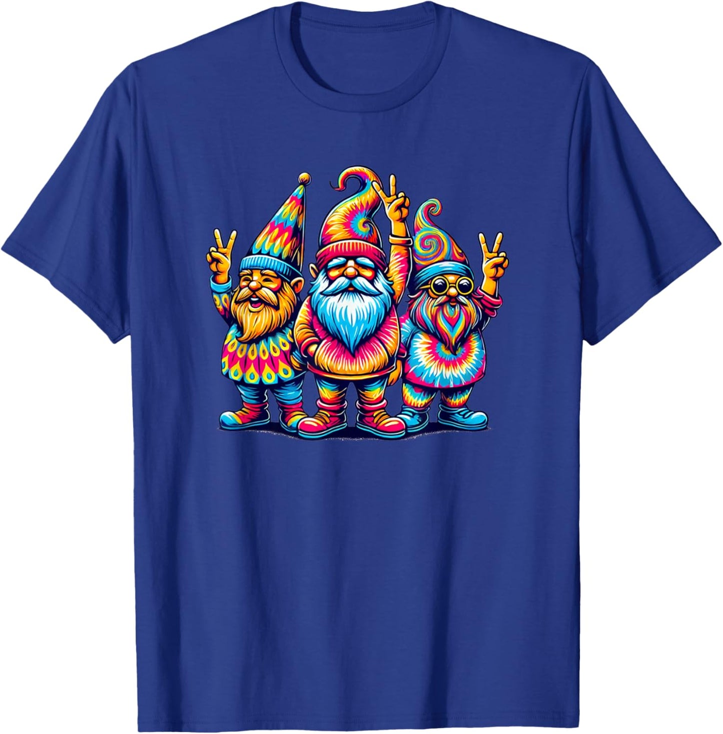 Silly Retro Gnomes Colorful Peace Sign Hippie Love Adults T-Shirt - T-Shirt | Royal