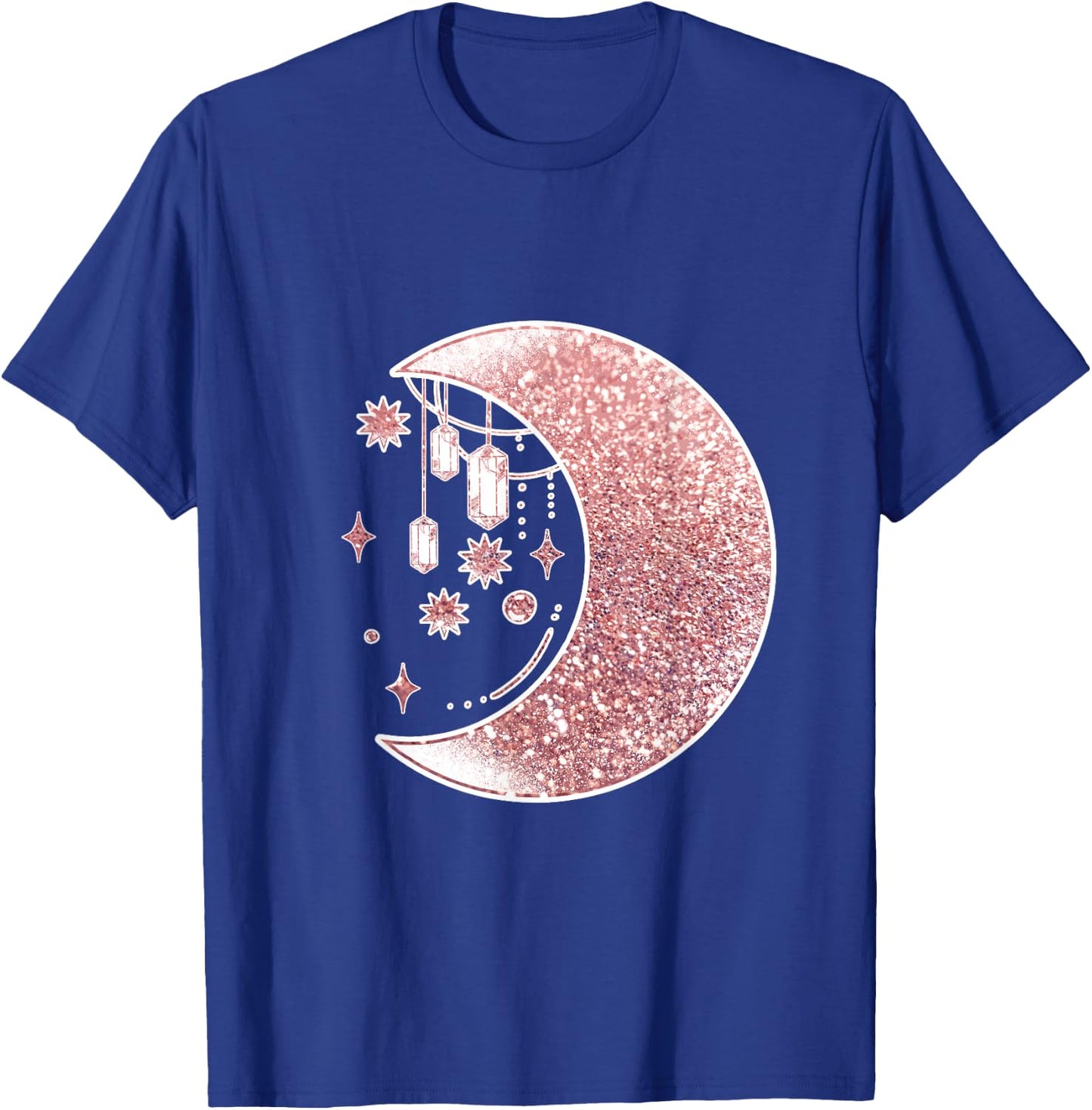 Rose Pink Half Crescent Moon Stars Ornaments Galaxy T-Shirt - T-Shirt | Royal