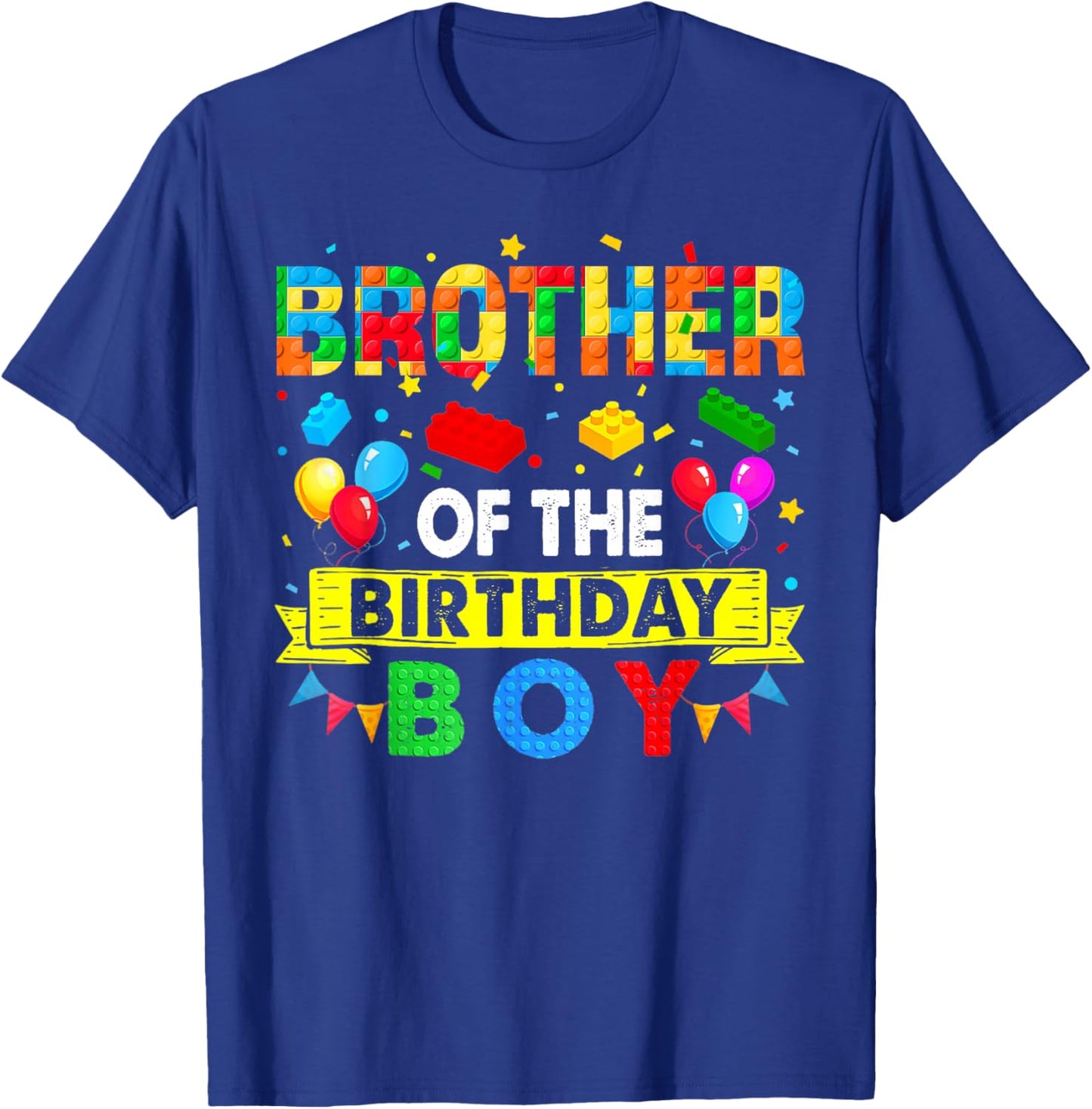 Brother of The Birthday Boy Master Builder Blocks Building T-Shirt - T-Shirt | Royal