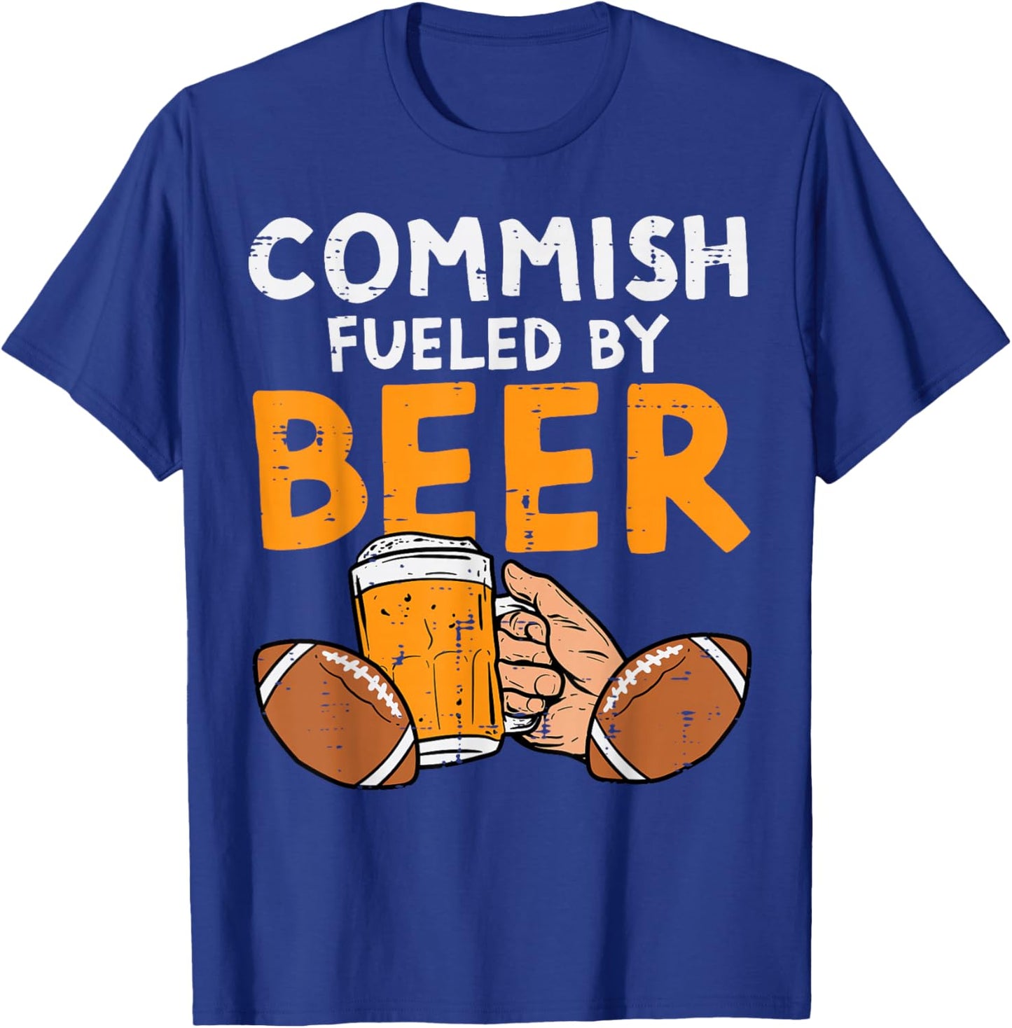 Commish Fueled By Fantasy Football Fun Commissioner Dad Men T-Shirt - T-Shirt | Royal