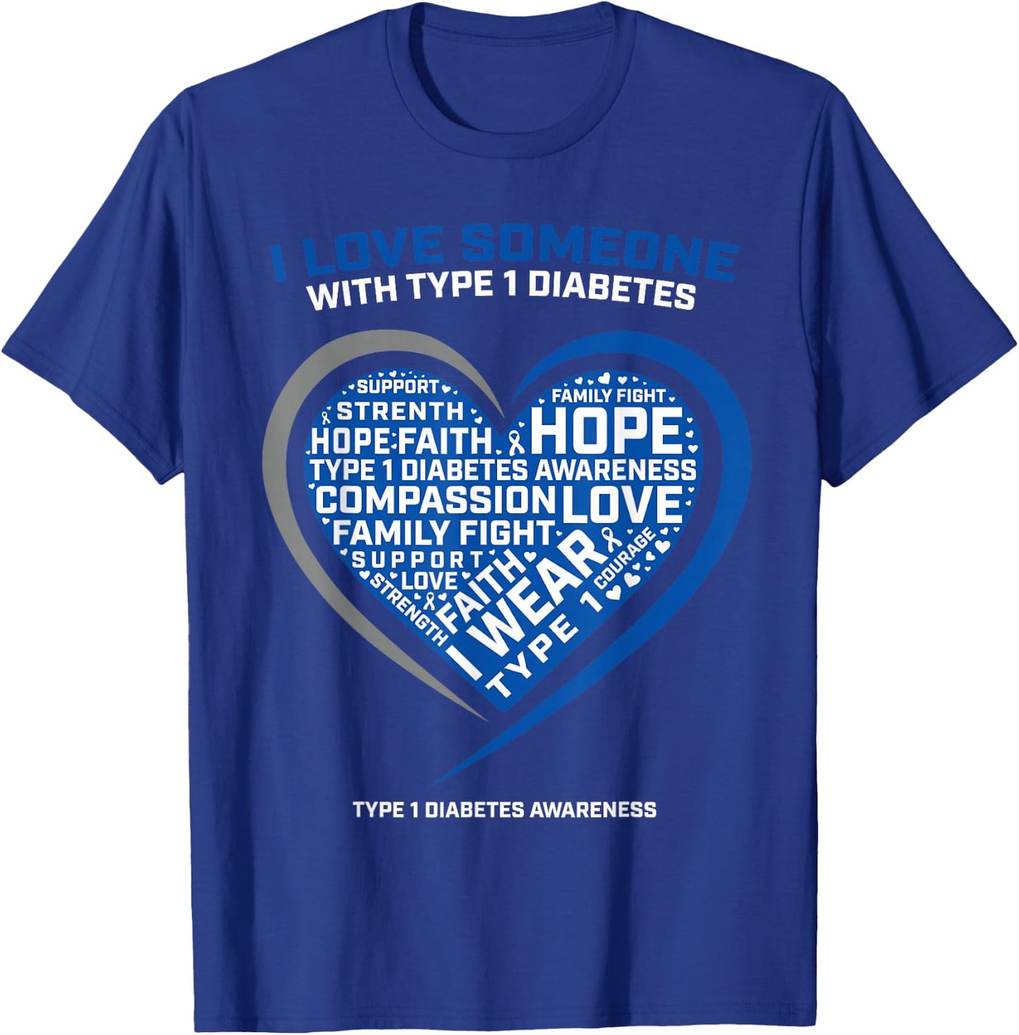 T1D Men Women Youth Kids Diabetic Type 1 Diabetes Awareness T-Shirt - T-Shirt | Royal