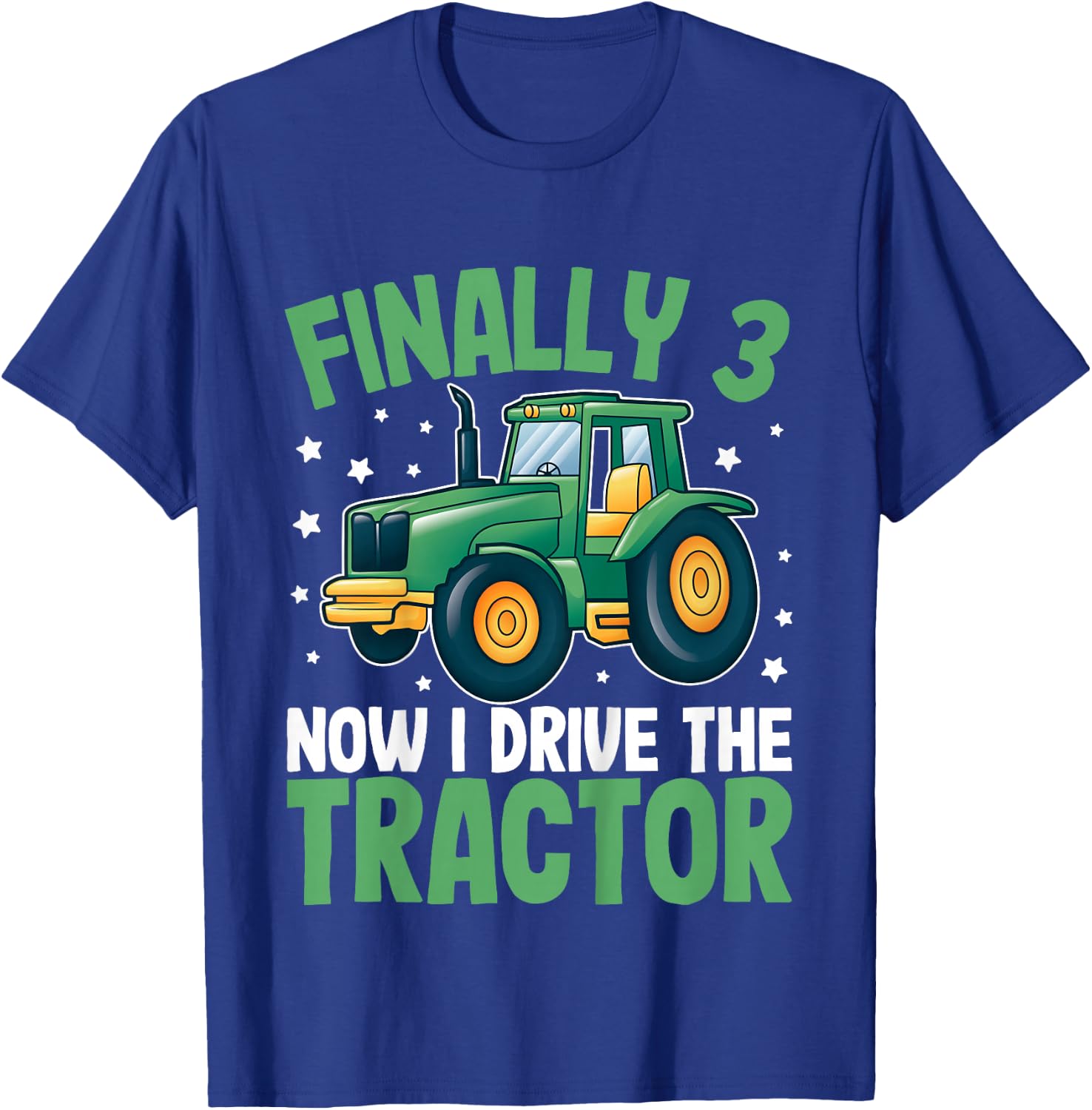 Kids Finally 3 Years | 3rd Birthday | Farmer Toddler Boys Tractor T-Shirt - T-Shirt | Royal