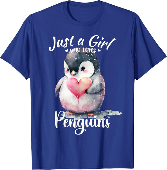 Just a Girl Who Loves Penguins for Girls Who Love Animals T-Shirt - T-Shirt | Royal