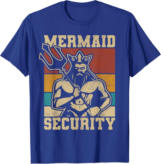 Mermaid Security Bday Costume Merman Birthday Party Outfit T-Shirt - T-Shirt | Royal