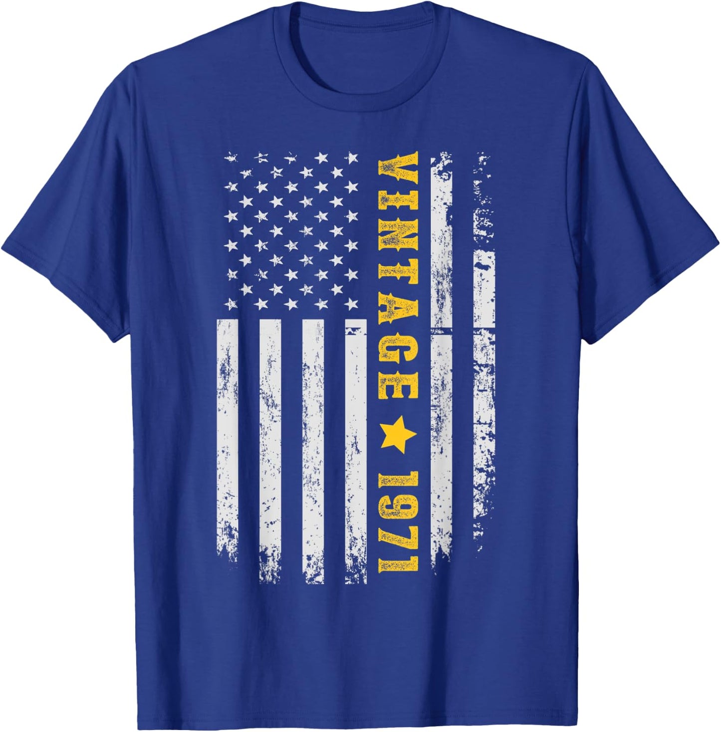 Vintage 1971 American Flag 50th Birthday Awesome Since 1971 T-Shirt - T-Shirt | Royal