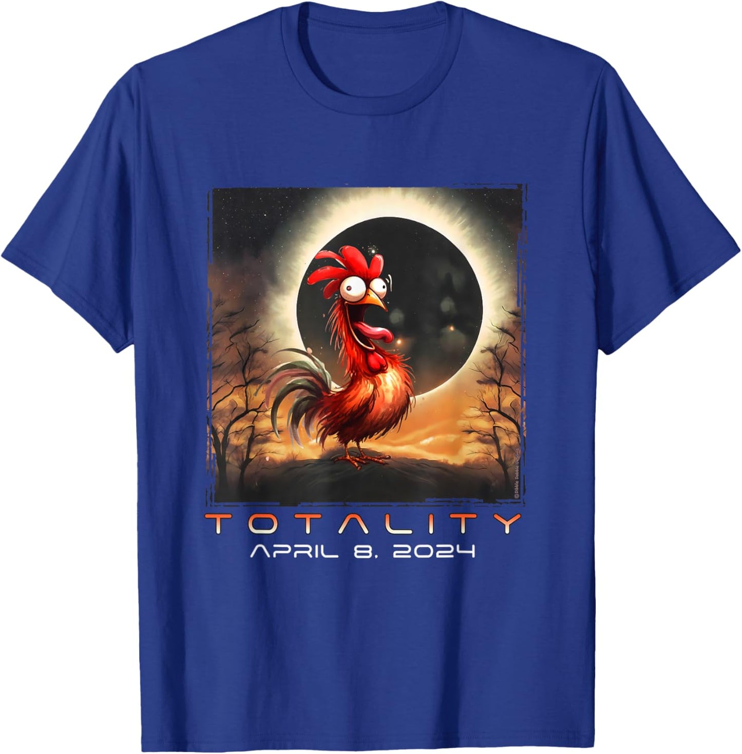 Funny Chicken Total Solar Eclipse T-Shirt - T-Shirt | Royal