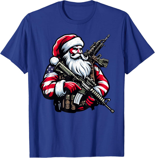 Patriotic American Santa Soldier Christmas Army Military T-Shirt - T-Shirt | Royal