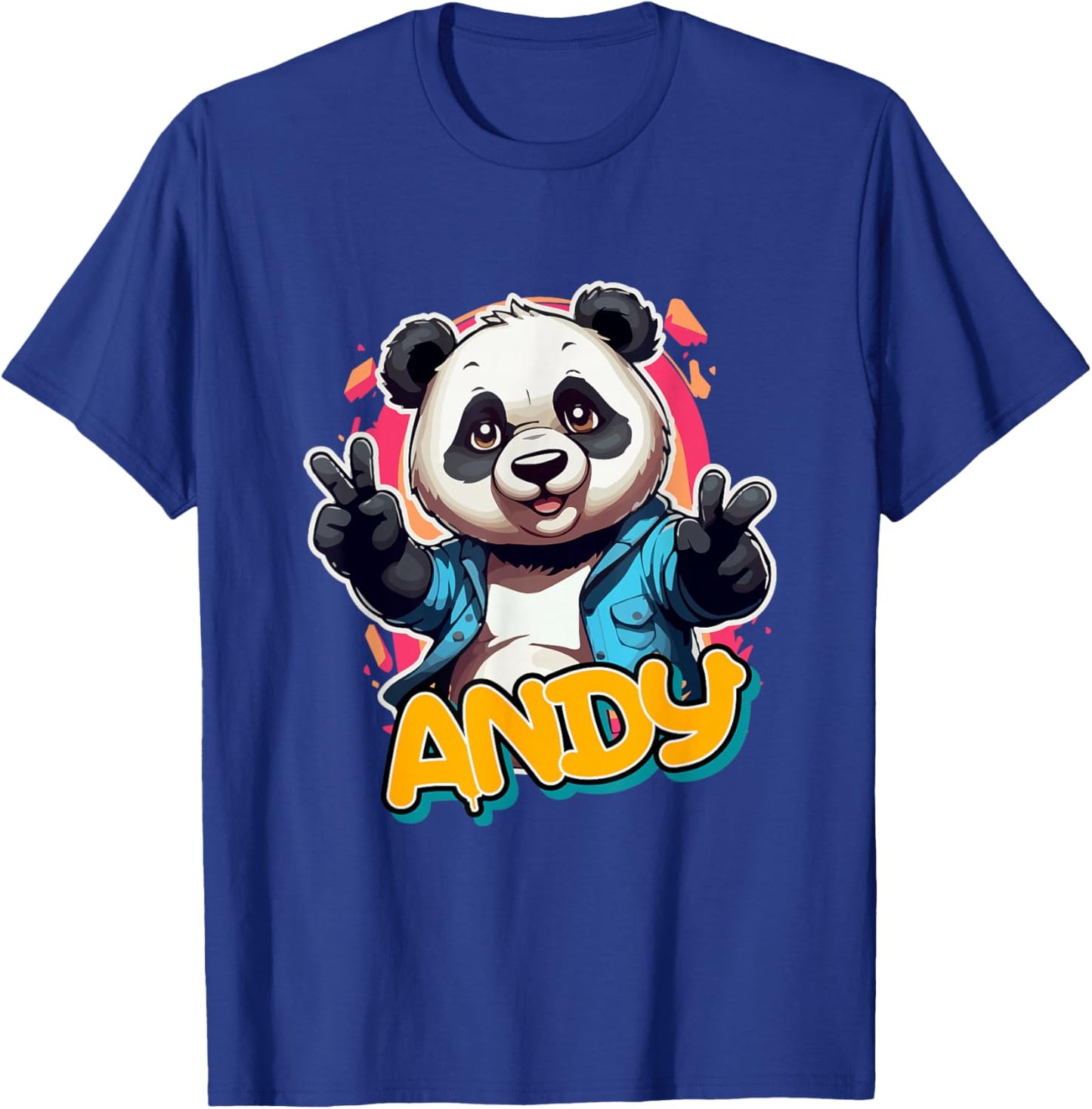 ANDY - Cute Boys Name with adorable Panda T-Shirt - T-Shirt | Royal