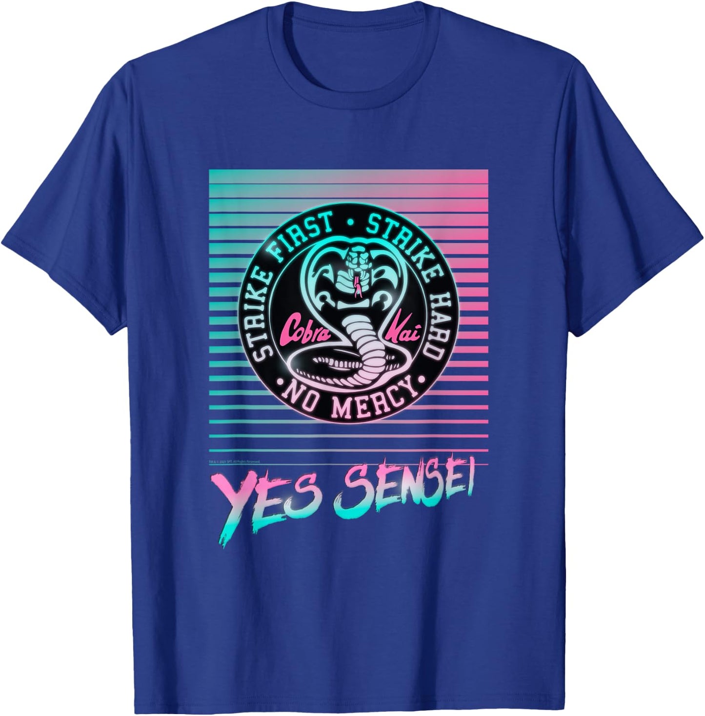 Cobra Kai Yes Sensei Retro Neon T-Shirt - T-Shirt | Royal