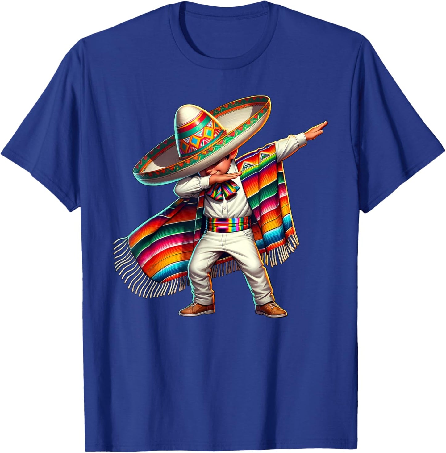 Funny Dabbing Mexican Poncho Sombrero Cinco de Mayo Boy T-Shirt - T-Shirt | Royal