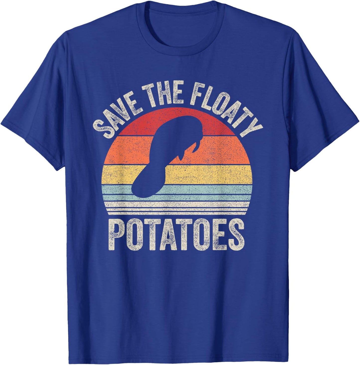 Vintage Retro Save The Floaty Potatoes Manatees T-Shirt - T-Shirt | Royal