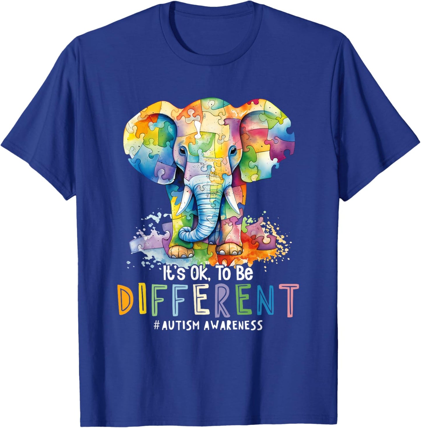 Autism Awareness Acceptance Elephant It's OK To Be Different T-Shirt - T-Shirt | Royal