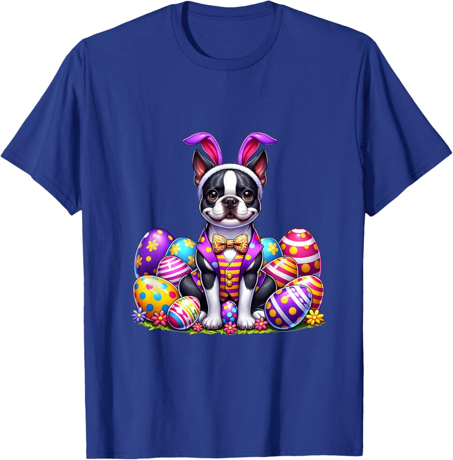 Funny Easter Day Boston Terrier Bunny Costume T-Shirt - T-Shirt | Royal