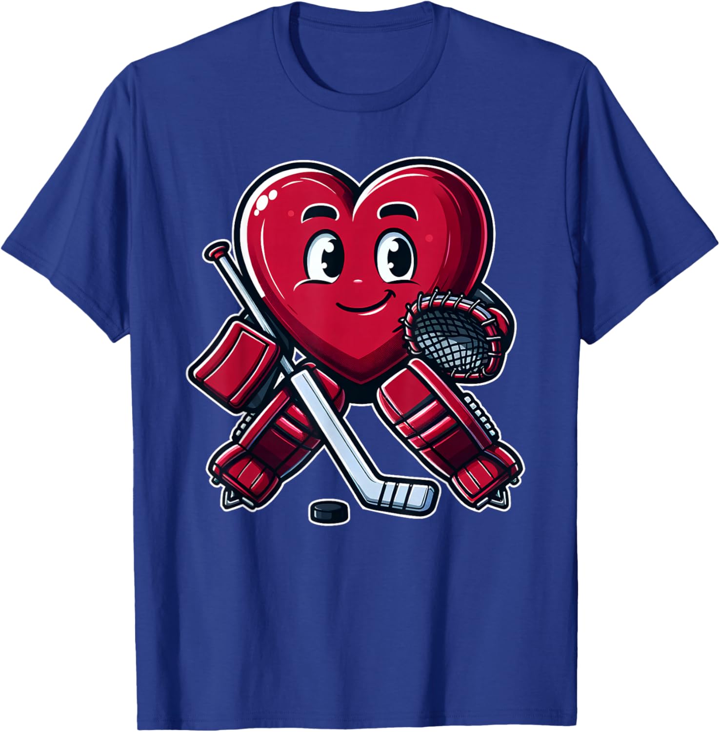 Valentine's Day Heart Ice Hockey Goalie T-Shirt - T-Shirt | Royal