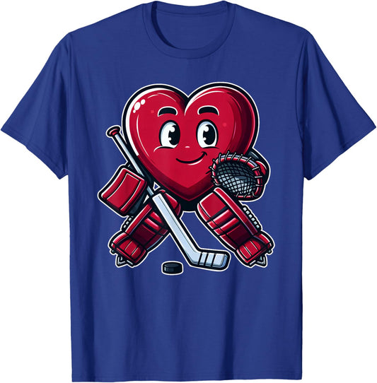 Valentine's Day Heart Ice Hockey Goalie T-Shirt - T-Shirt | Royal