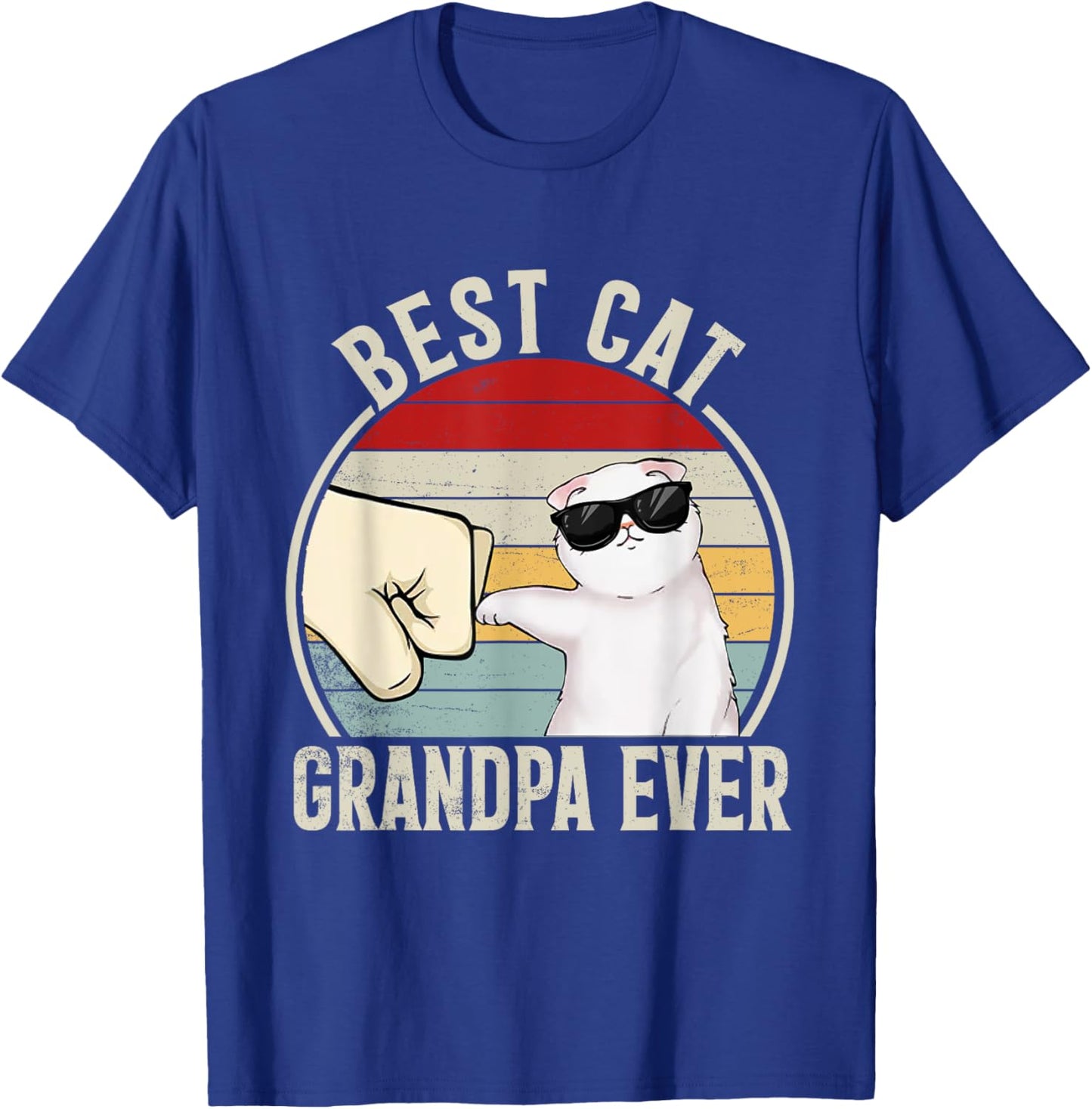 Retro Best Cat Grandpa Ever Funny Fist Bump Granddad Women T-Shirt - T-Shirt | Royal