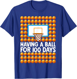 100 Days of School Boys Kids 100th Day of School Basketball T-Shirt - T-Shirt | Royal