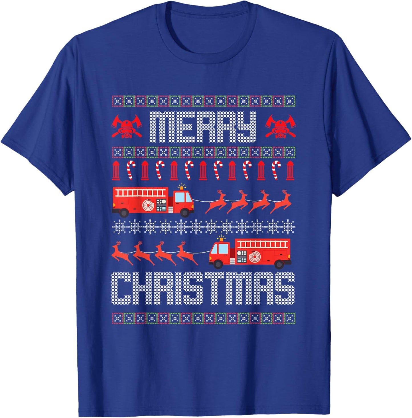 Christmas Firefighter Merry Christmas Fire Truck Costume T-Shirt - T-Shirt | Royal