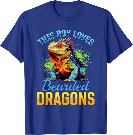 Bearded Dragon Pogona Reptile This Boy Loves Bearded Dragons T-Shirt - T-Shirt | Royal