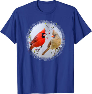 Red Cardinals Birds Birdwatching Bird Nerds Lovers Nature T-Shirt - T-Shirt | Royal