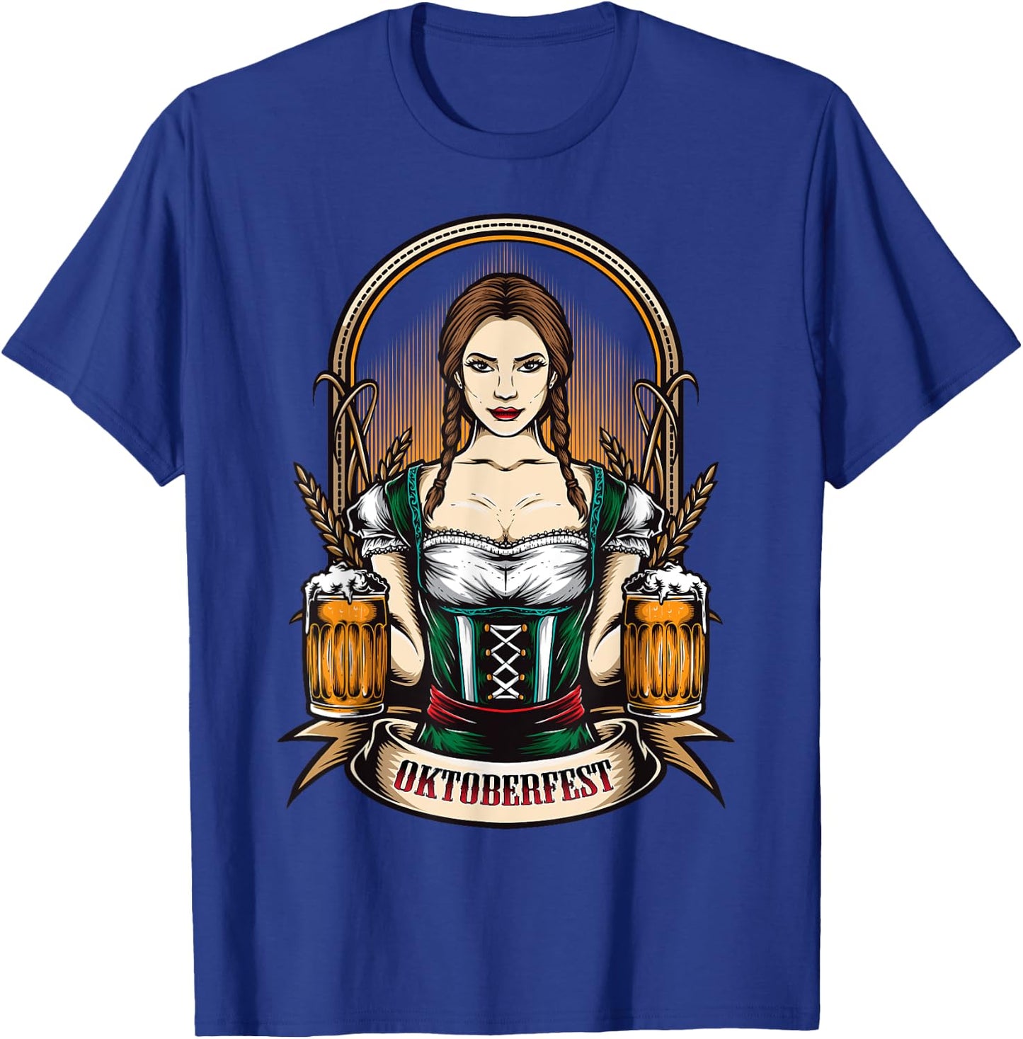 Oktoberfest Woman Wearing a Dirndl Dress Beer Outfit T-Shirt - T-Shirt | Royal