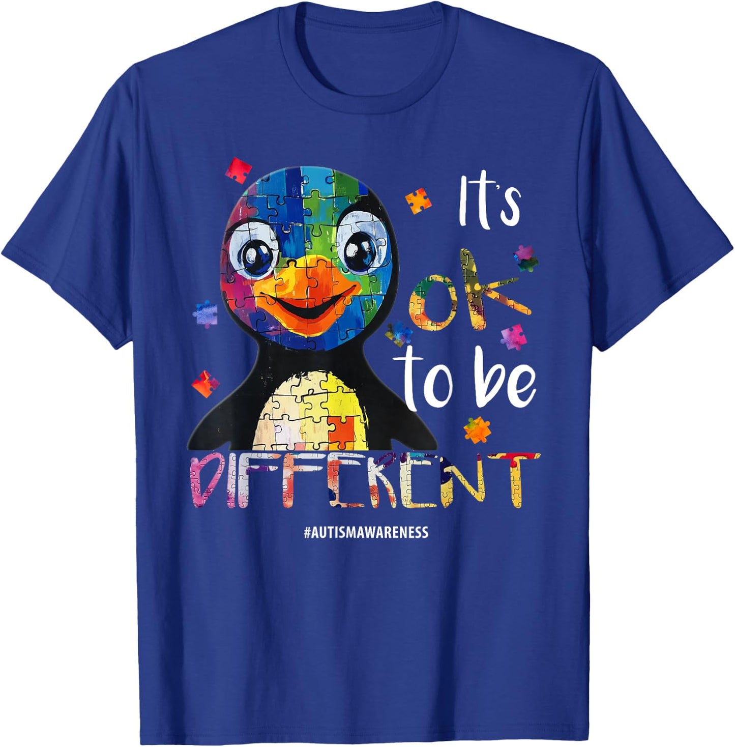It’s OK to Be Different - Autism Awareness Penguin T-Shirt - T-Shirt | Royal