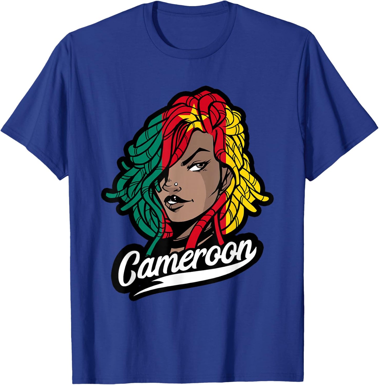 Cameroon Girl Dreadlocks Cameroonian Flag Cameroonian Roots T-Shirt - T-Shirt | Royal
