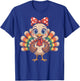 Thanksgiving Turkey Girl Fall Animal Art T-Shirt - T-Shirt | Royal