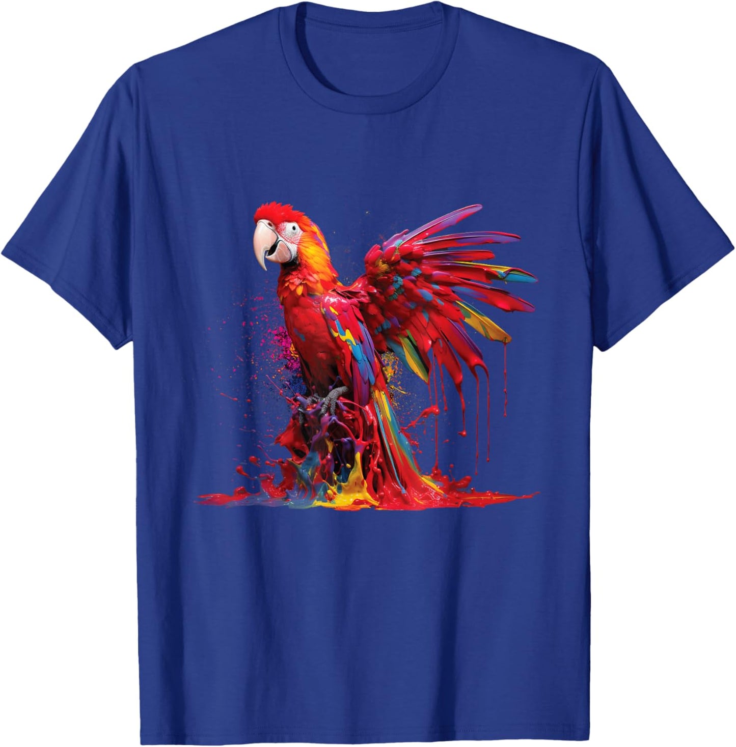 Watercolour Colourful Scarlet Macaw Parrot Bird Painting T-Shirt - T-Shirt | Royal