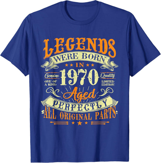 55th Birthday Vintage Legends Born In 1970 55 Years Old T-Shirt - T-Shirt | Royal