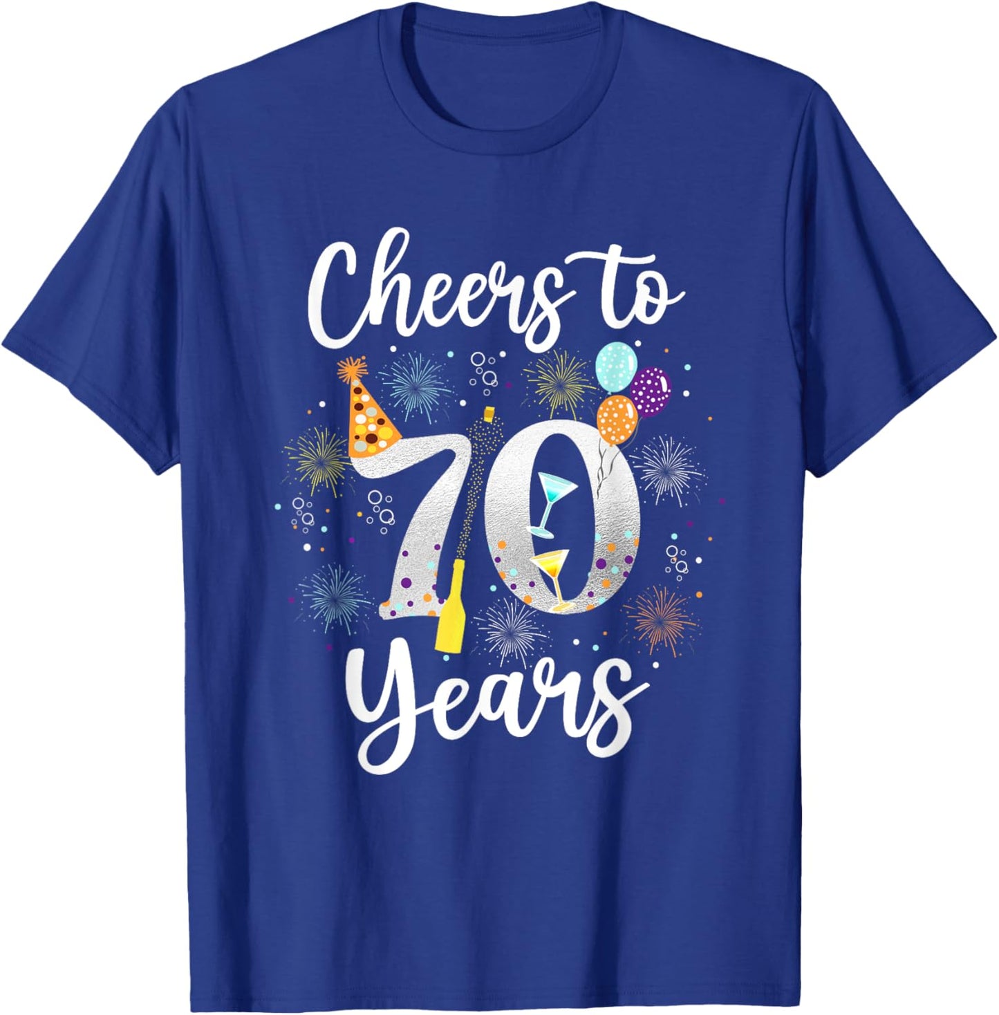 Cheers To 70 Years 70th Birthday Shirt Wine Lover Born 1953 T-Shirt - T-Shirt | Royal