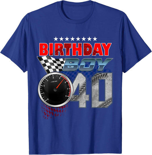 Racing Car 40th Birthday Boy Race Car Driver 40 Year Old T-Shirt - T-Shirt | Royal