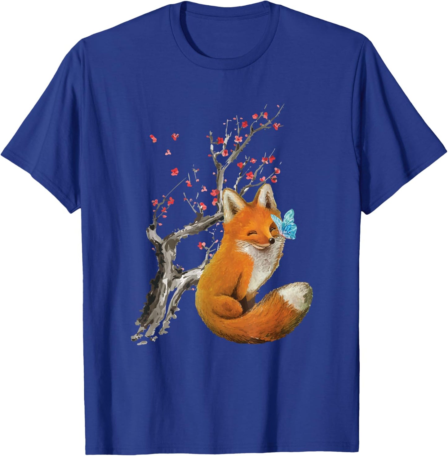 Vintage Fox - Japanese Cherry Blossom - Sakura - Anime Gift T-Shirt - T-Shirt | Royal