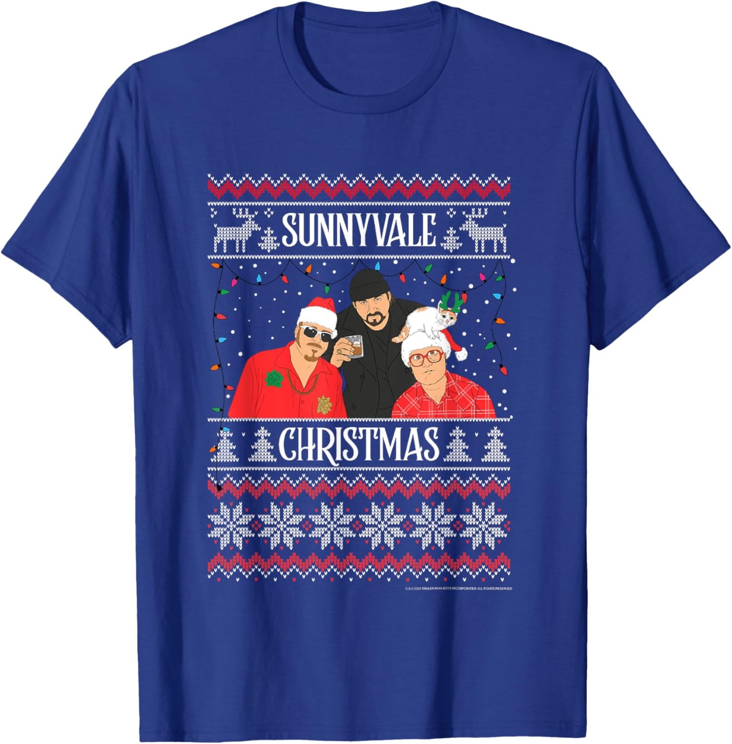 Trailer Park Boys Sunnyvale Christmas Ugly Sweater T-Shirt - T-Shirt | Royal