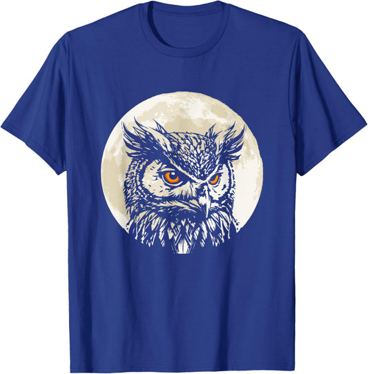 Owl Forest Night Wildlife Birds Nature T-Shirt - T-Shirt | Royal