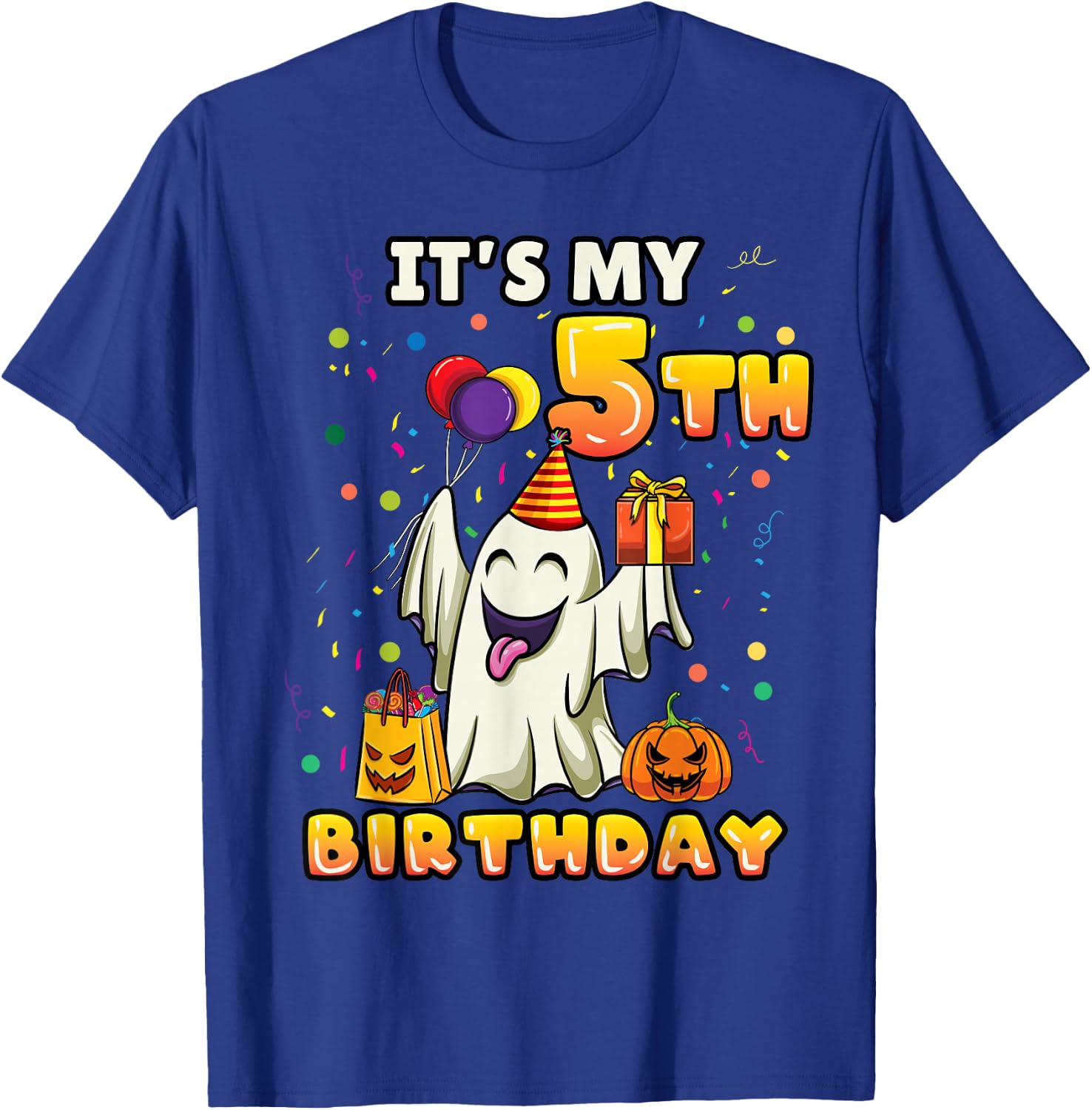 Its My 5th Birthday Ghost Halloween Kids T-Shirt - T-Shirt | Royal