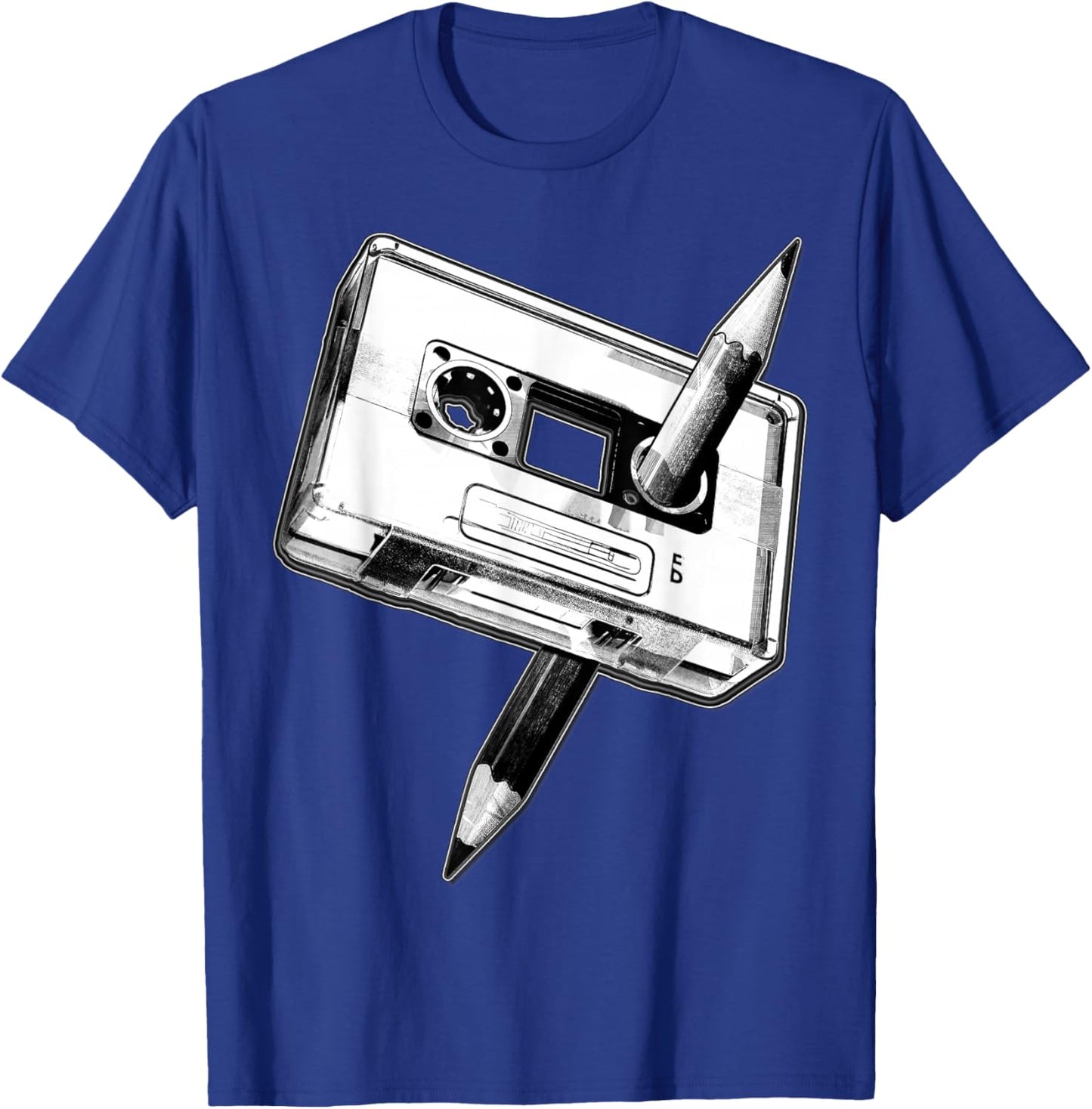 80s Cassette Tape Pencil 1980s Retro Vintage Music Mixtape T-Shirt - T-Shirt | Royal