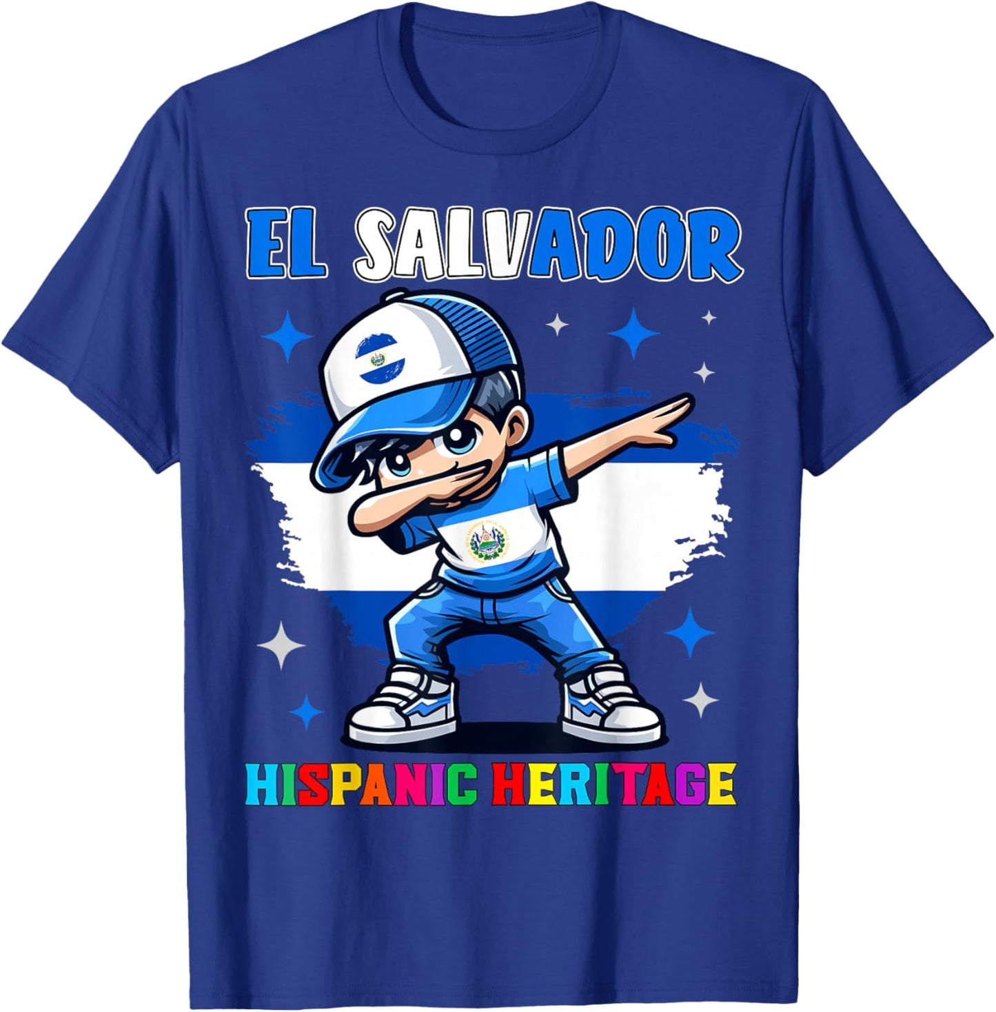 El Salvador Dabbing Kid Hispanic Heritage Celebration Kids T-Shirt - T-Shirt | Royal