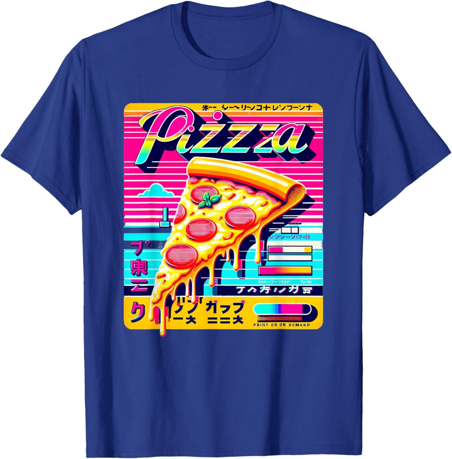 Retro Pizza Vaporwave Japanese Glitch Art T-Shirt - T-Shirt | Royal