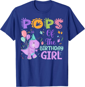 Pops Of The Birthday Girl Dinosaur Saurus Rex Party T-Shirt - T-Shirt | Royal