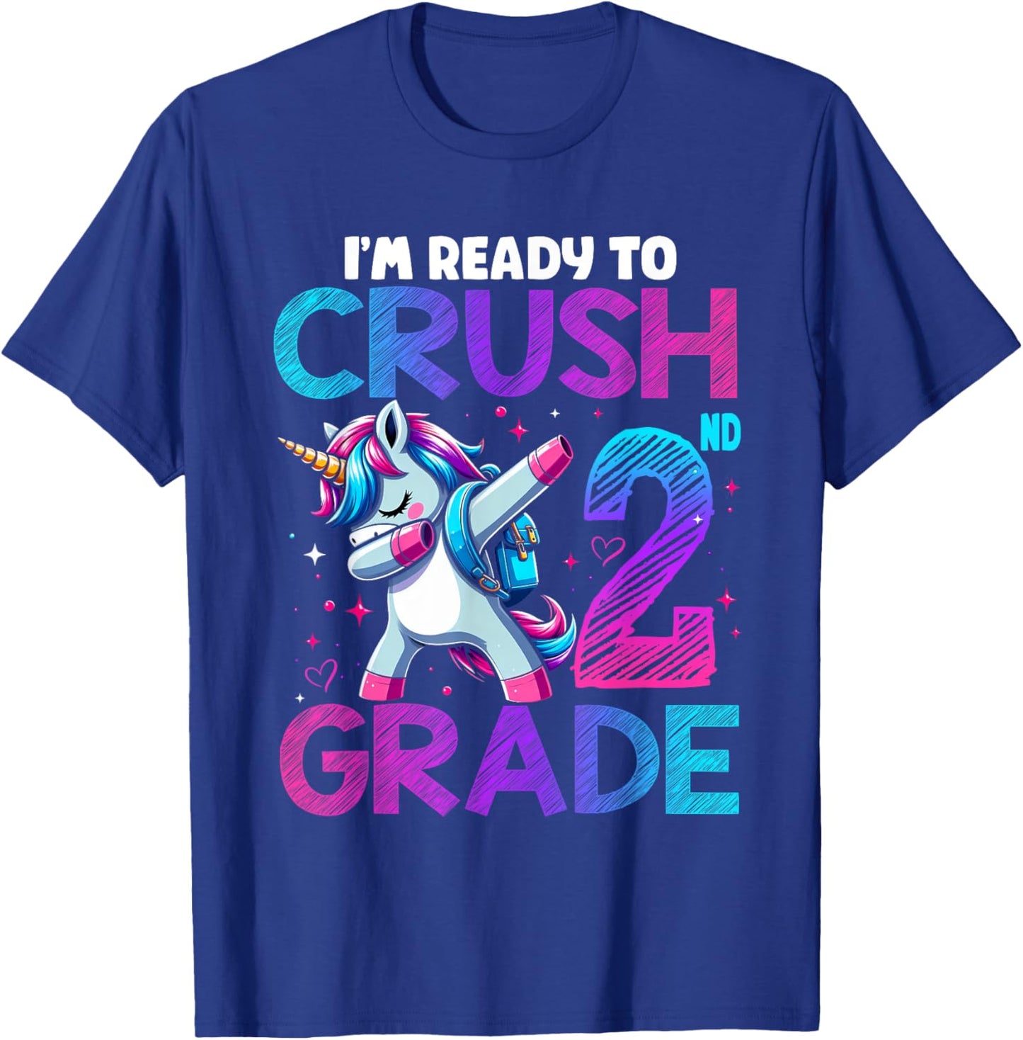 Crush 2nd grade Unicorn Girls Toddlers Kids Back To School T-Shirt - T-Shirt | Royal