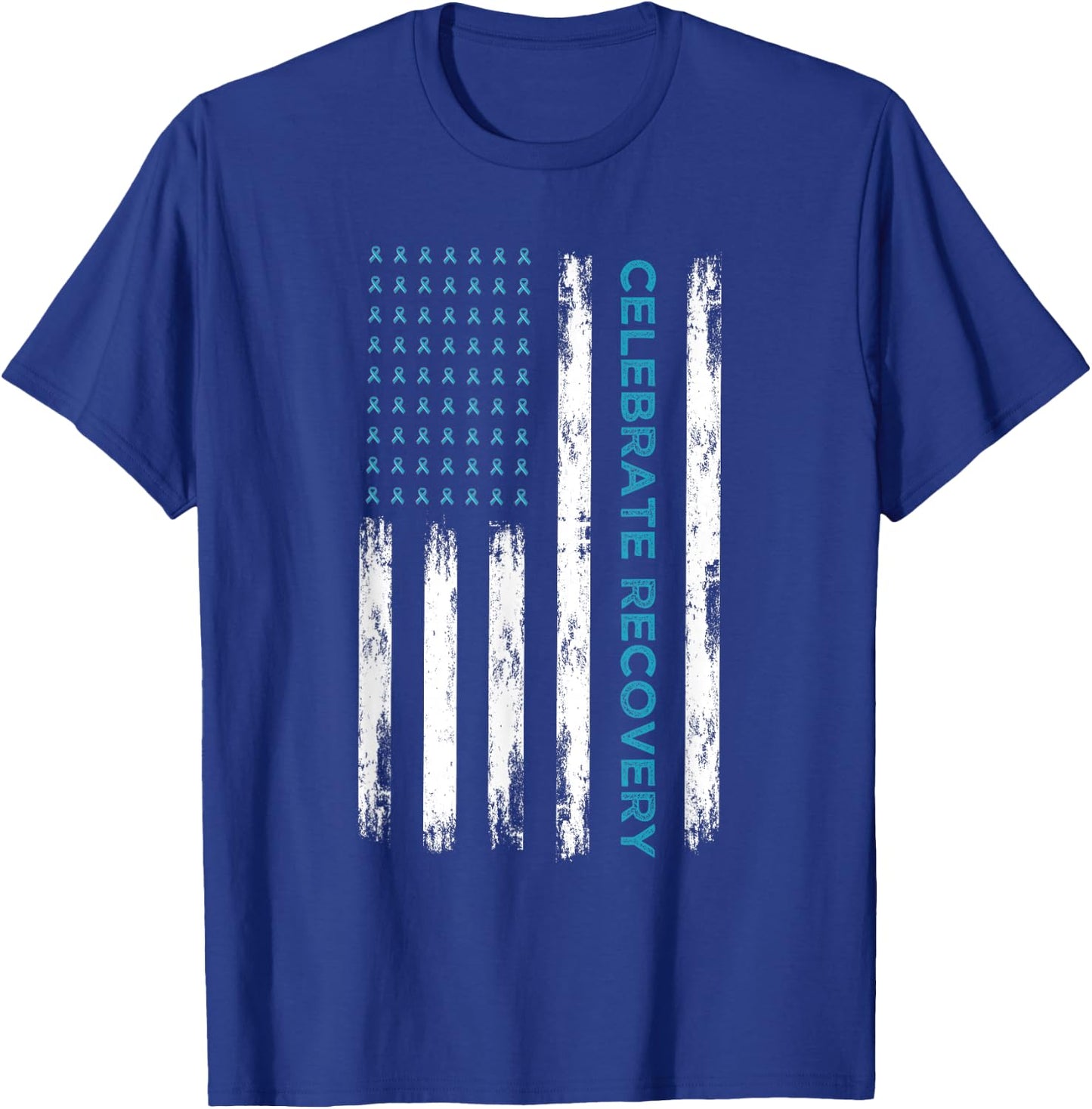 Drug Alcohol Addiction Recovery Celebrate Recovery USA Flag T-Shirt - T-Shirt | Royal