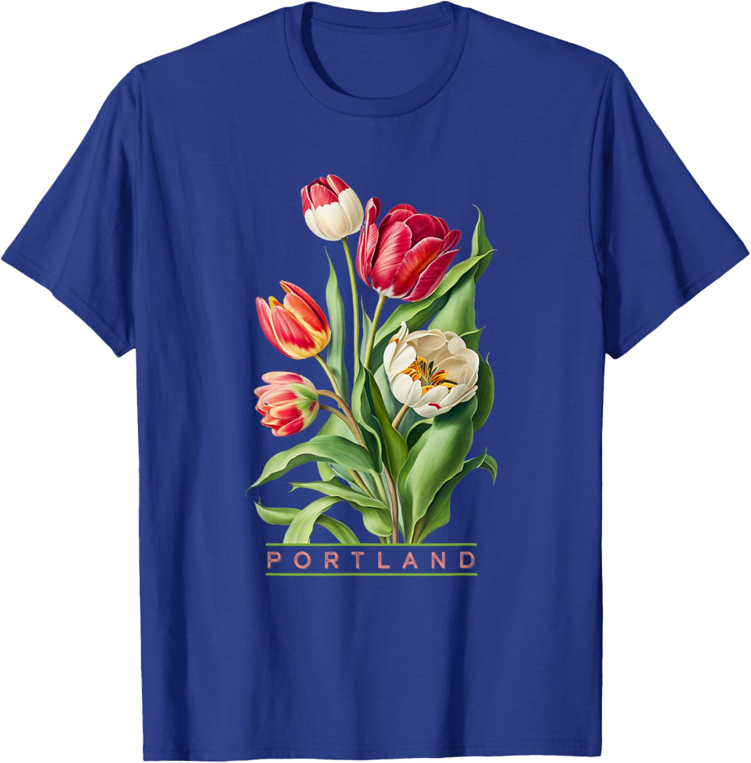 Portland Botanical Tulip Lovers Gardeners Souvenir T-Shirt - T-Shirt | Royal