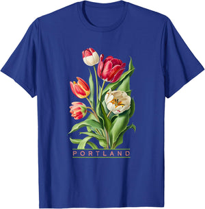 Portland Botanical Tulip Lovers Gardeners Souvenir T-Shirt - T-Shirt | Royal
